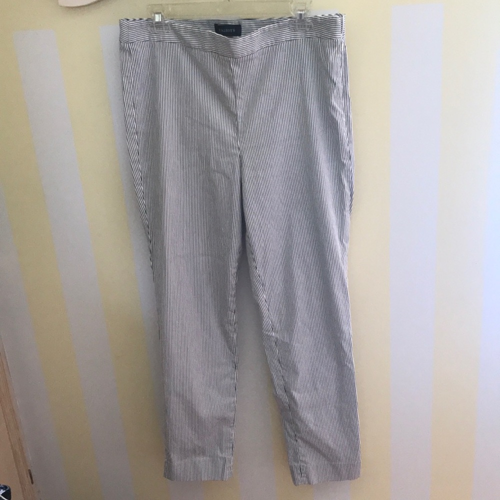 Talbot Chatham Ankle Gray and White Striped Pants